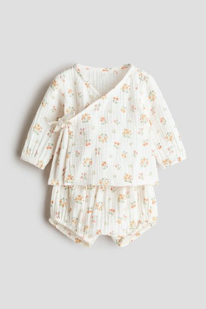 2-piece wrapover muslin set Image 1 of 3