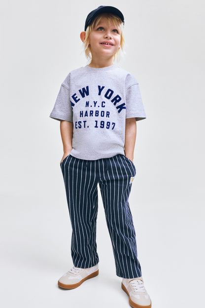 Terry drawstring trousers - Blue Striped / 9-10 Years