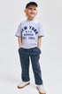 Terry drawstring trousers - Blue Striped / 9-10 Years