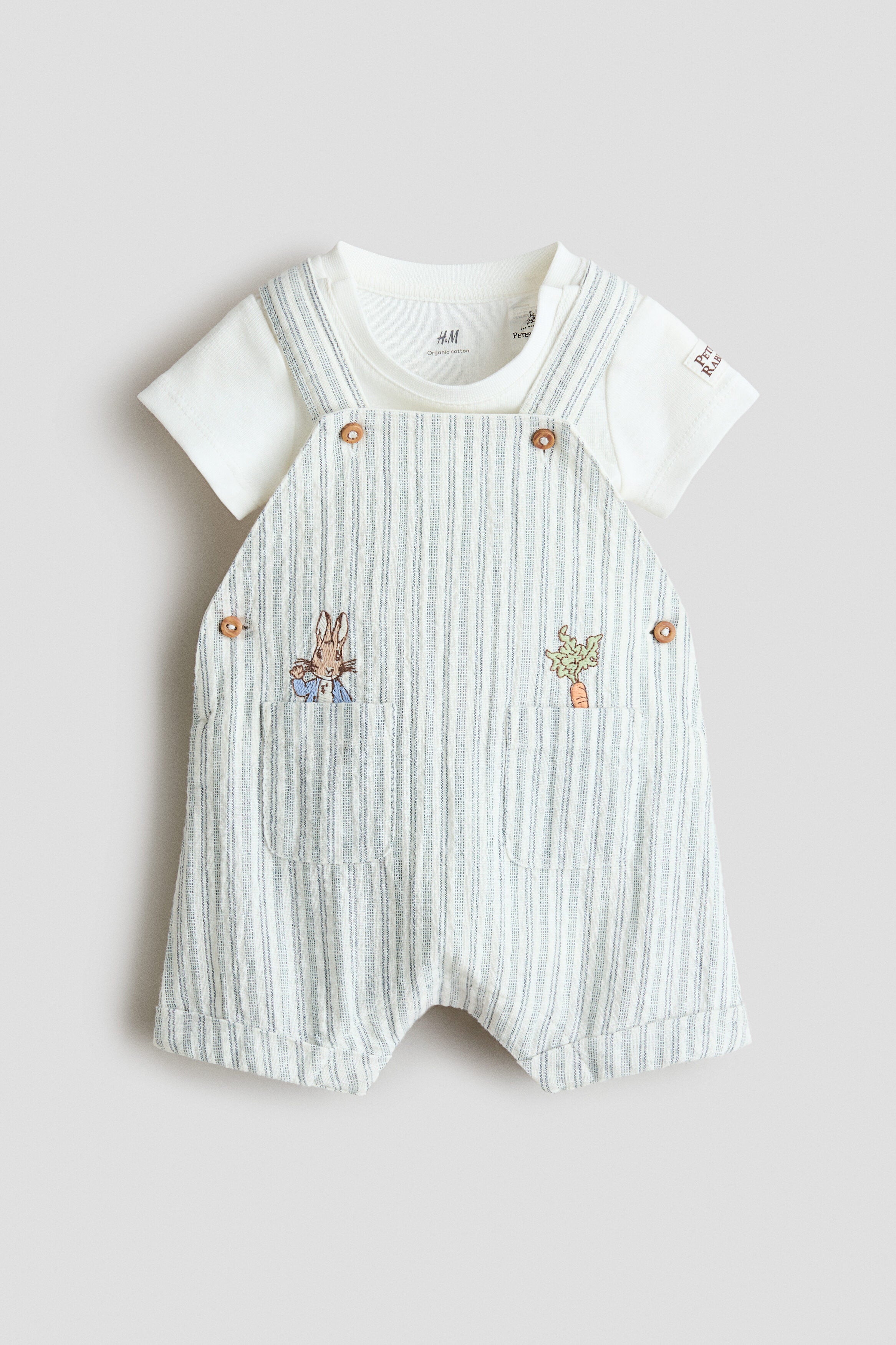 2-piece cotton set - Light Blue Peter Rabbit / 0-1 Months