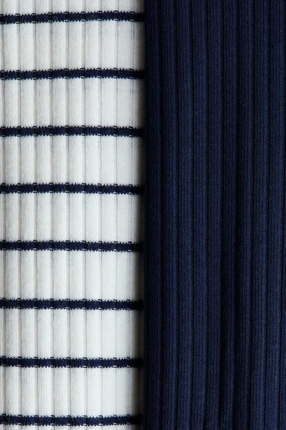 White Navy Blue Striped