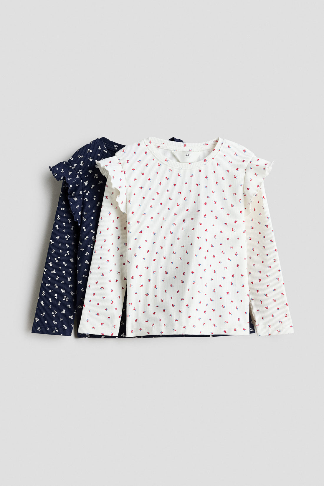 2-pack flounce-trimmed tops - Blue Floral / 1.5-2 Years