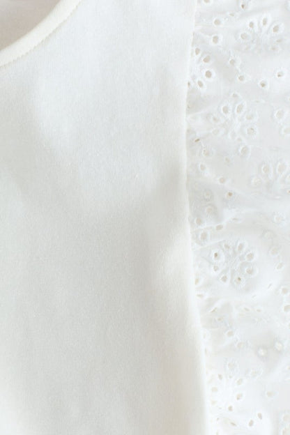 Flutter-sleeved broderie anglaise top