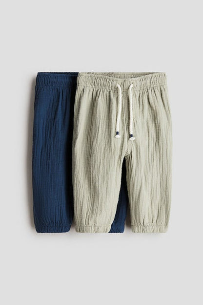 2-pack cotton muslin trousers