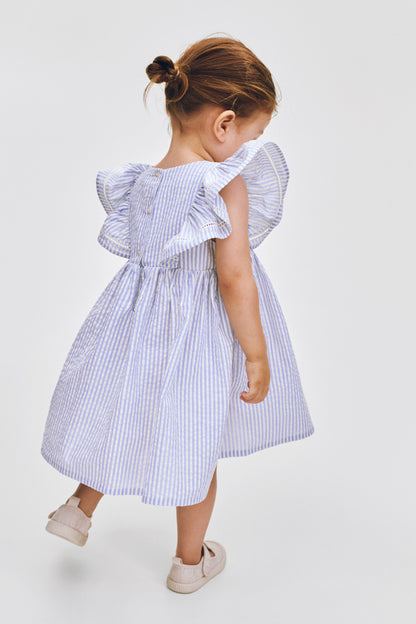 Flounce-trimmed cotton dress
