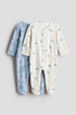 2-pack cotton sleepsuits - Light Blue Space / 12-18 Months