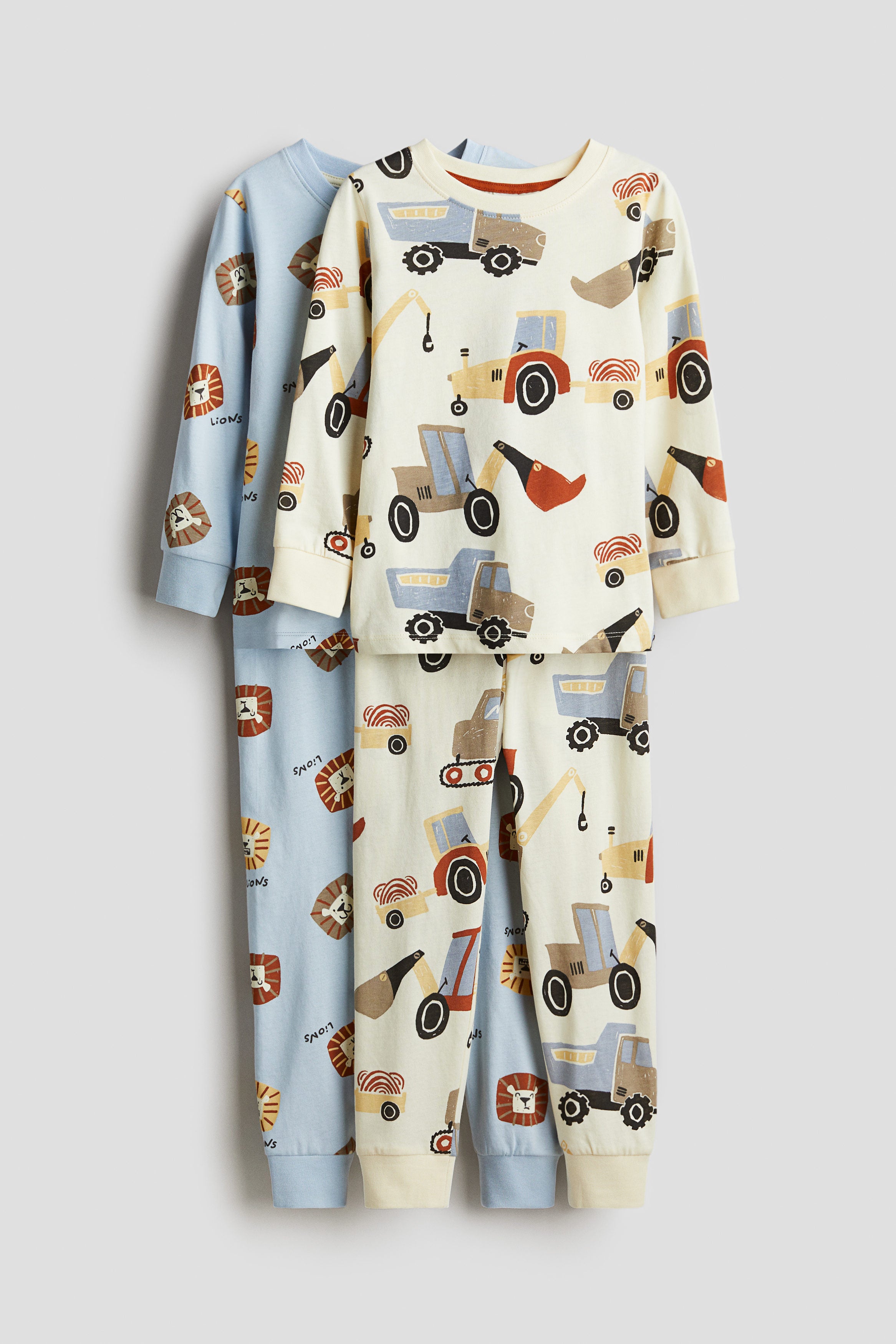 2-pack printed cotton pyjamas - Light Yellow Vehicles / 8-10 Years