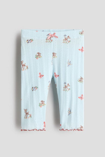 Printed pointelle leggings