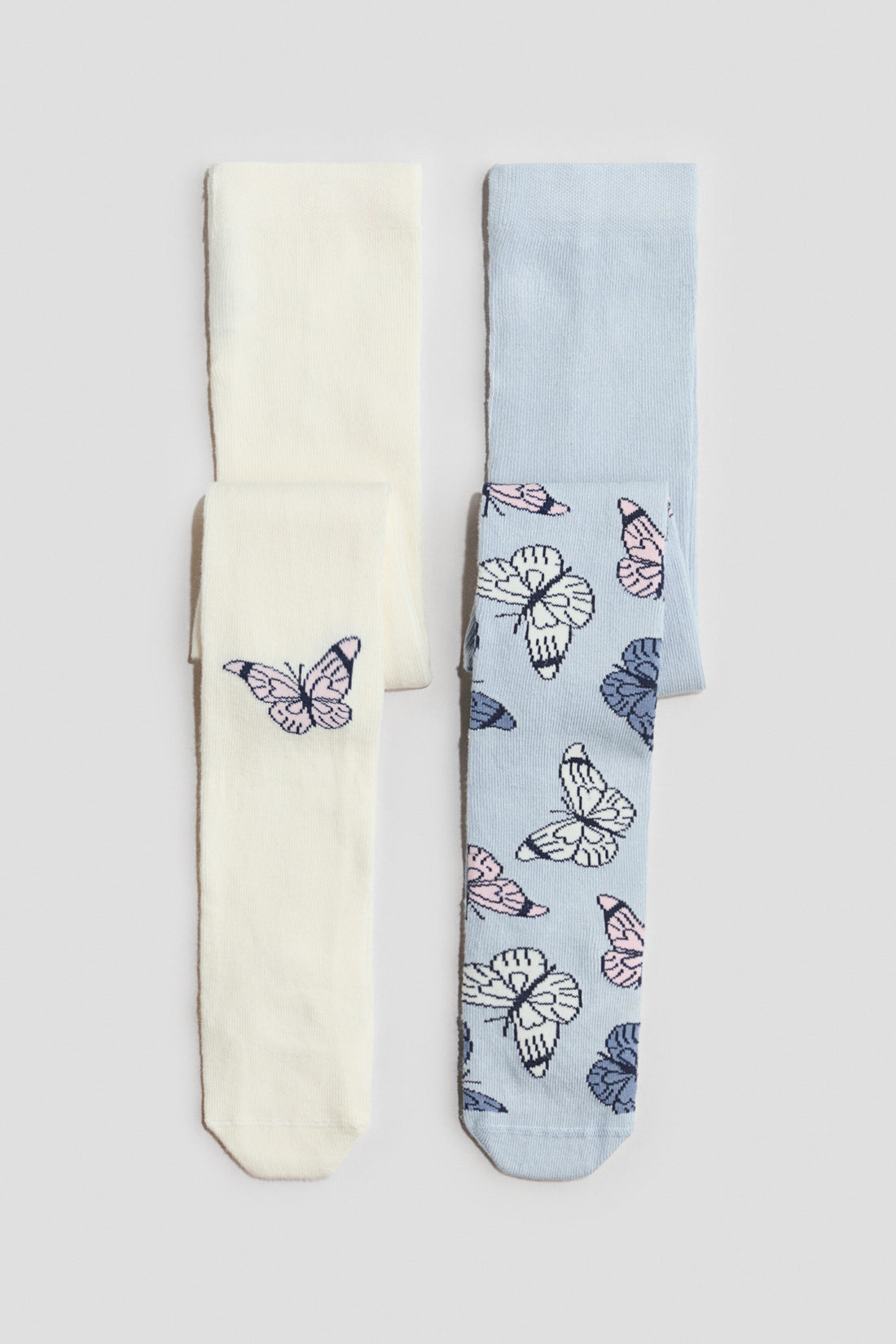 2-pack fine-knit tights - Light Blue Butterflies / 1.5-2 Years