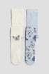 2-pack fine-knit tights - Light Blue Butterflies / 1.5-2 Years