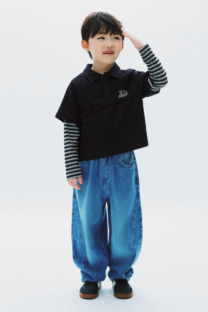 Printed layered polo shirt