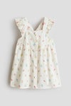 Flounce-trimmed cotton dress