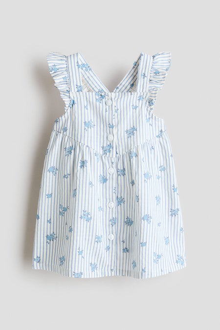 Flounce-trimmed cotton dress