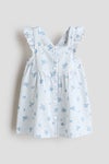 Flounce-trimmed cotton dress