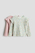 2-pack flounce-trimmed tops - Light Dusty Pink Floral / 8-10 Years