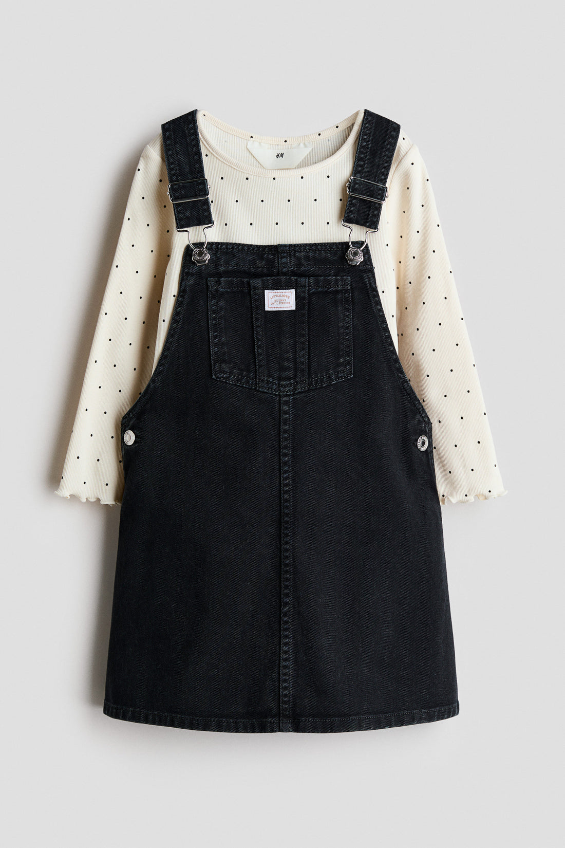 2-piece dress and top set - Light Beige Denim Black / 1.5-2 Years