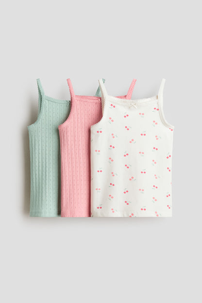 3-pack cotton strappy tops - White Cherries / 1.5-2 Years