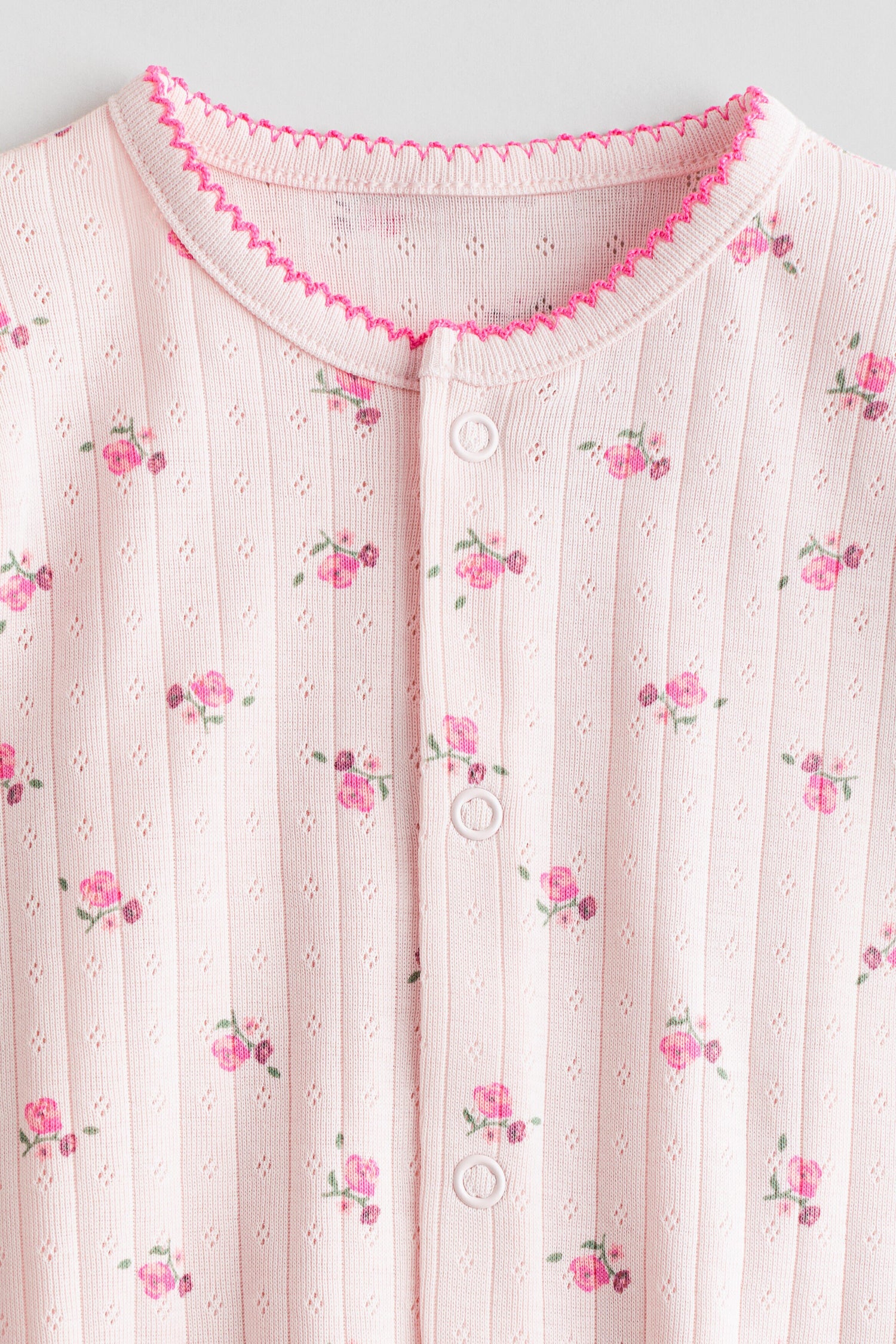 Cotton pointelle sleepsuit