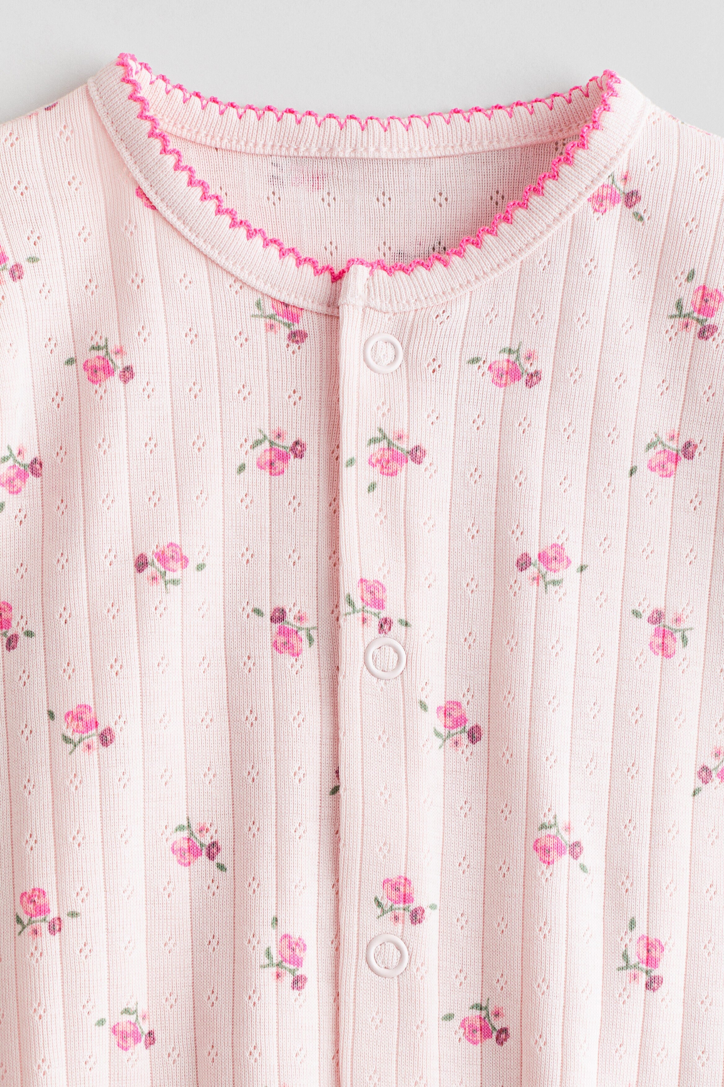 Cotton pointelle sleepsuit