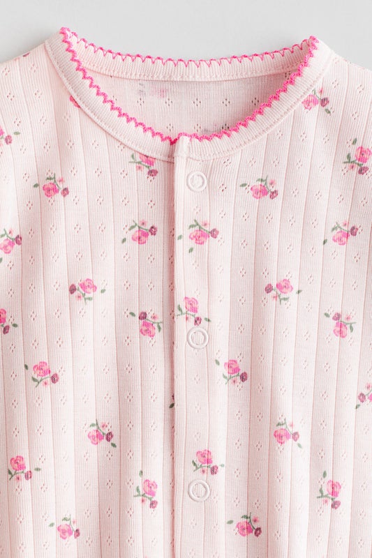 Cotton pointelle sleepsuit