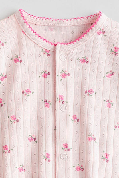 Cotton pointelle sleepsuit