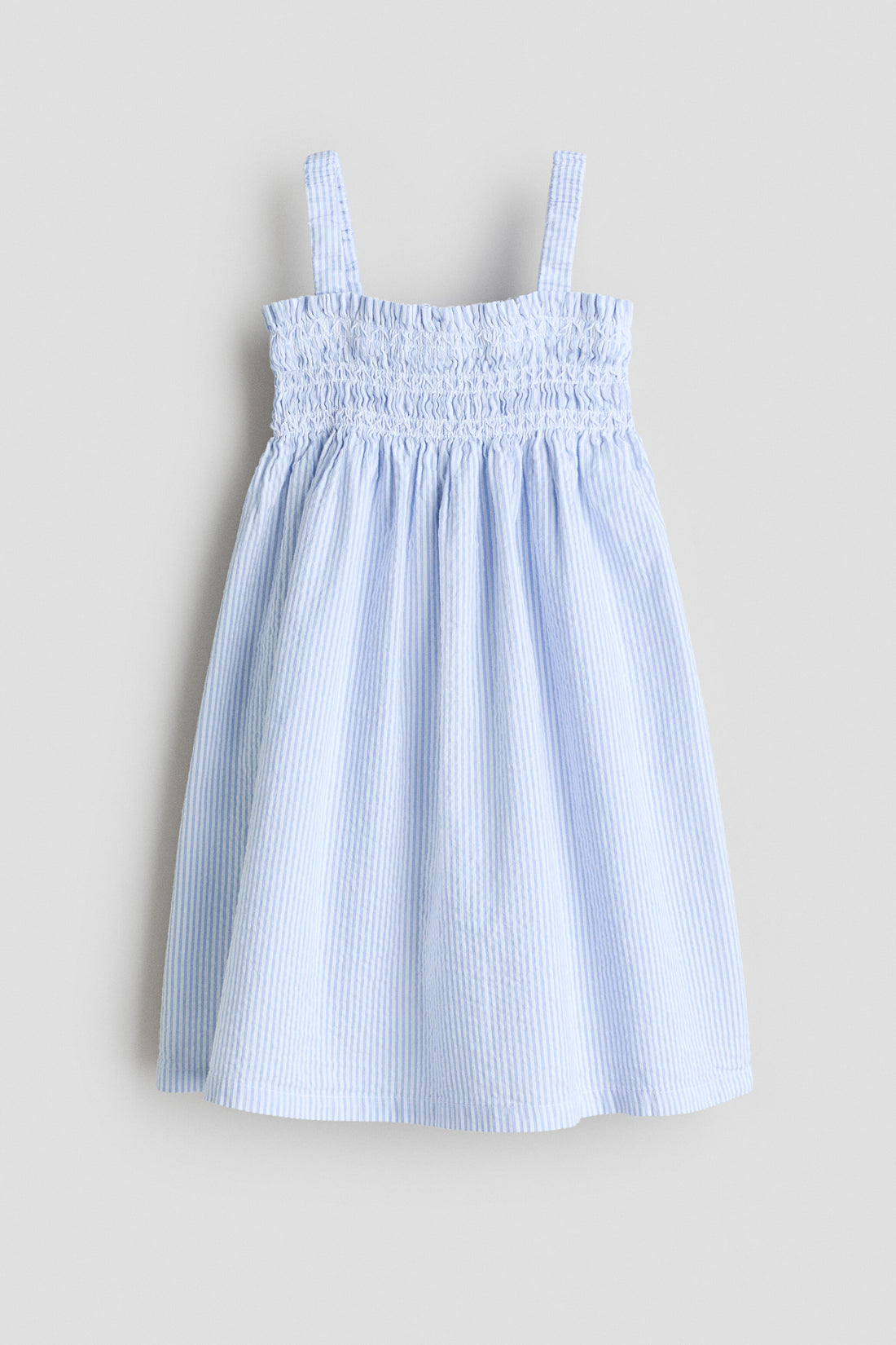 Smocked strappy dress - White Blue Striped / 9-10 Years