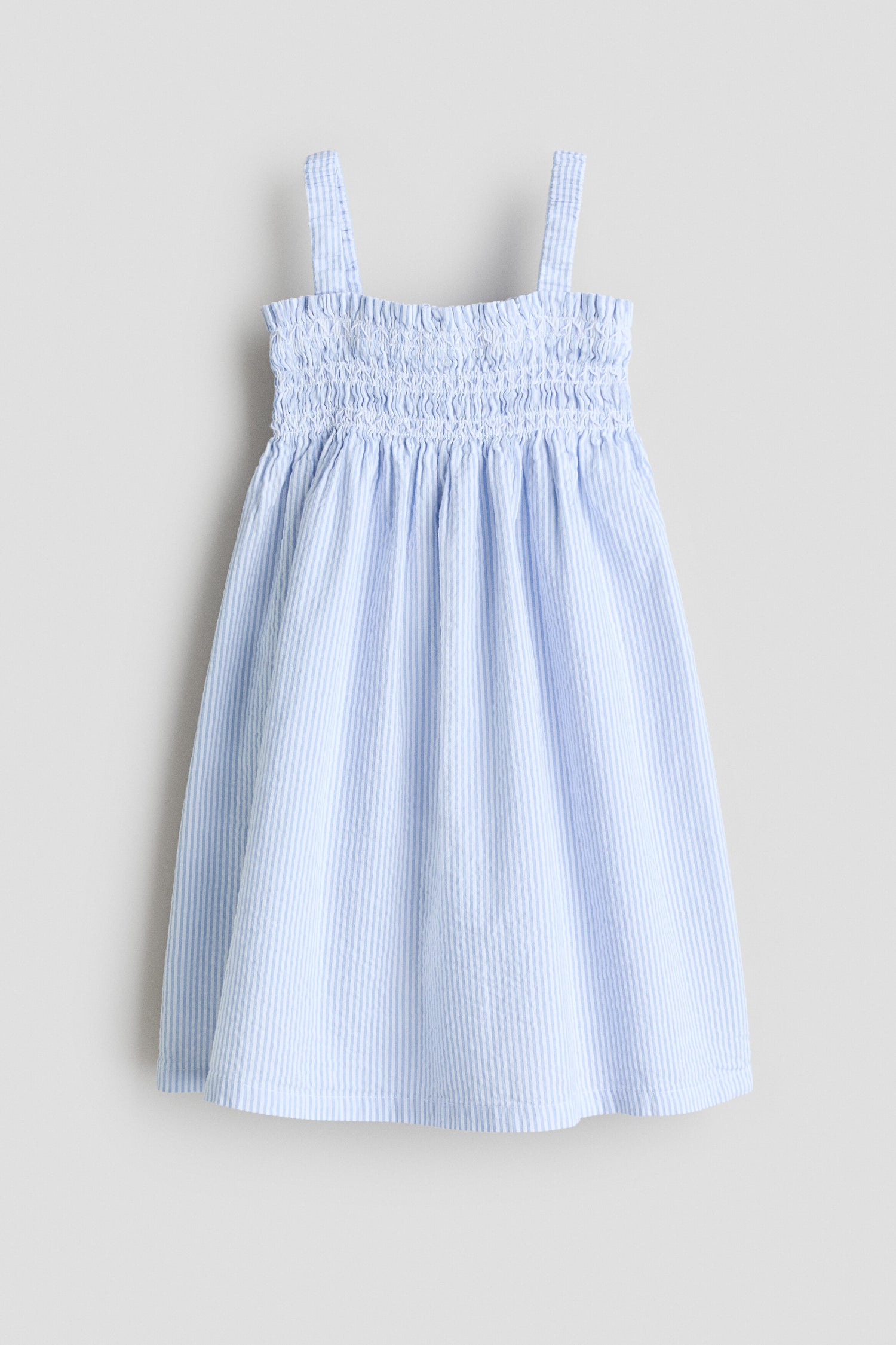 Smocked strappy dress - White Blue Striped / 9-10 Years