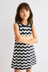 Appliquéd hole-knit dress - Blue Striped / 1.5-2 Years
