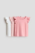 3-pack flutter-sleeved tops - Pink Light Pink Cream / 1.5-2 Years