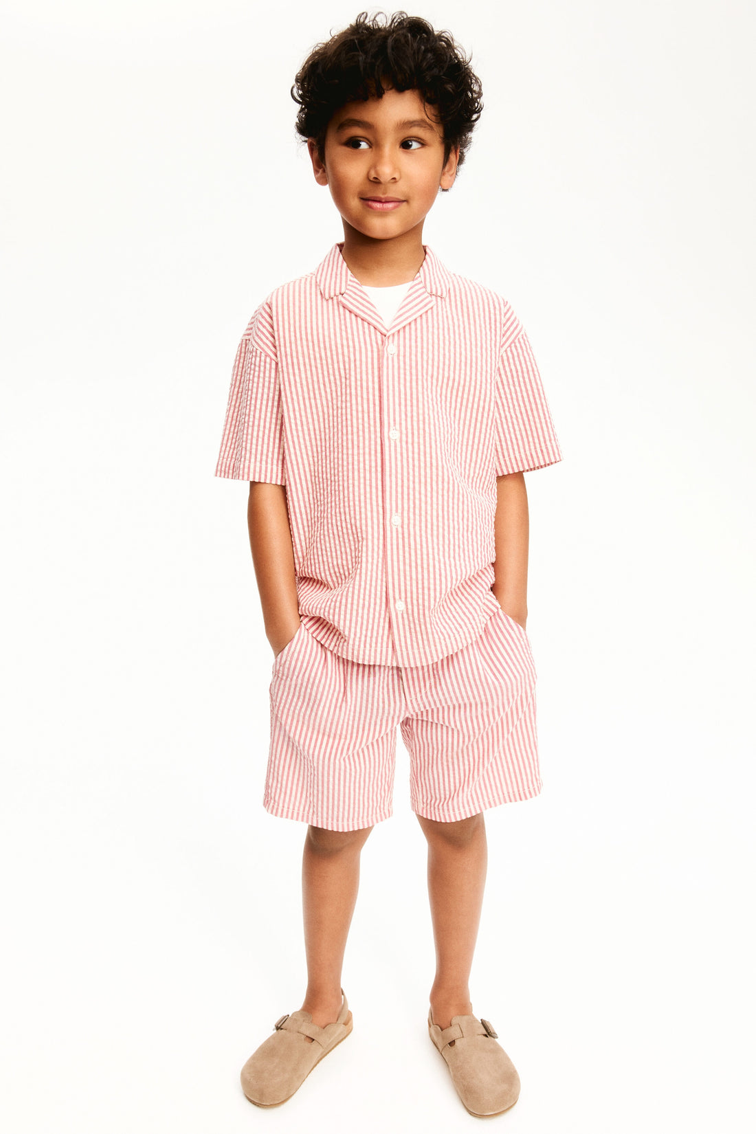 Seersucker shorts - Red Striped / 9-10 Years