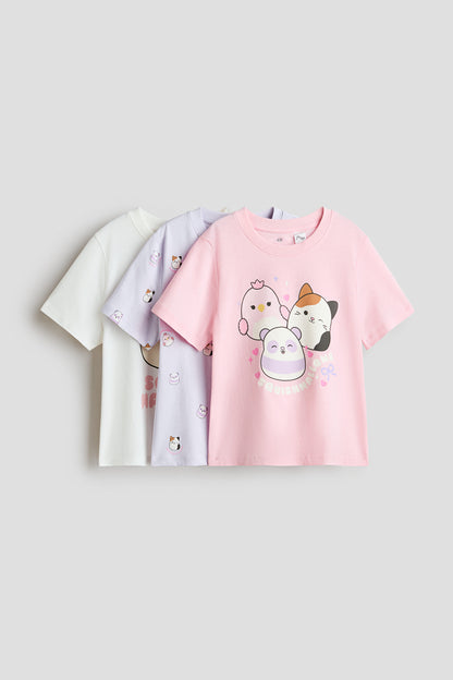 3-pack printed jersey tops - Pink Squishmallows