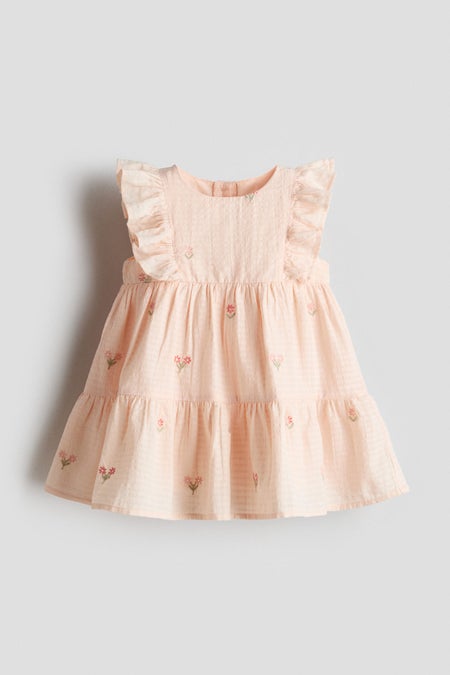 Embroidery-detail cotton dress