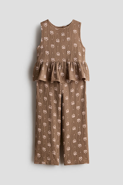 2-piece crinkled jersey set - Brown Floral / 9-10 Years