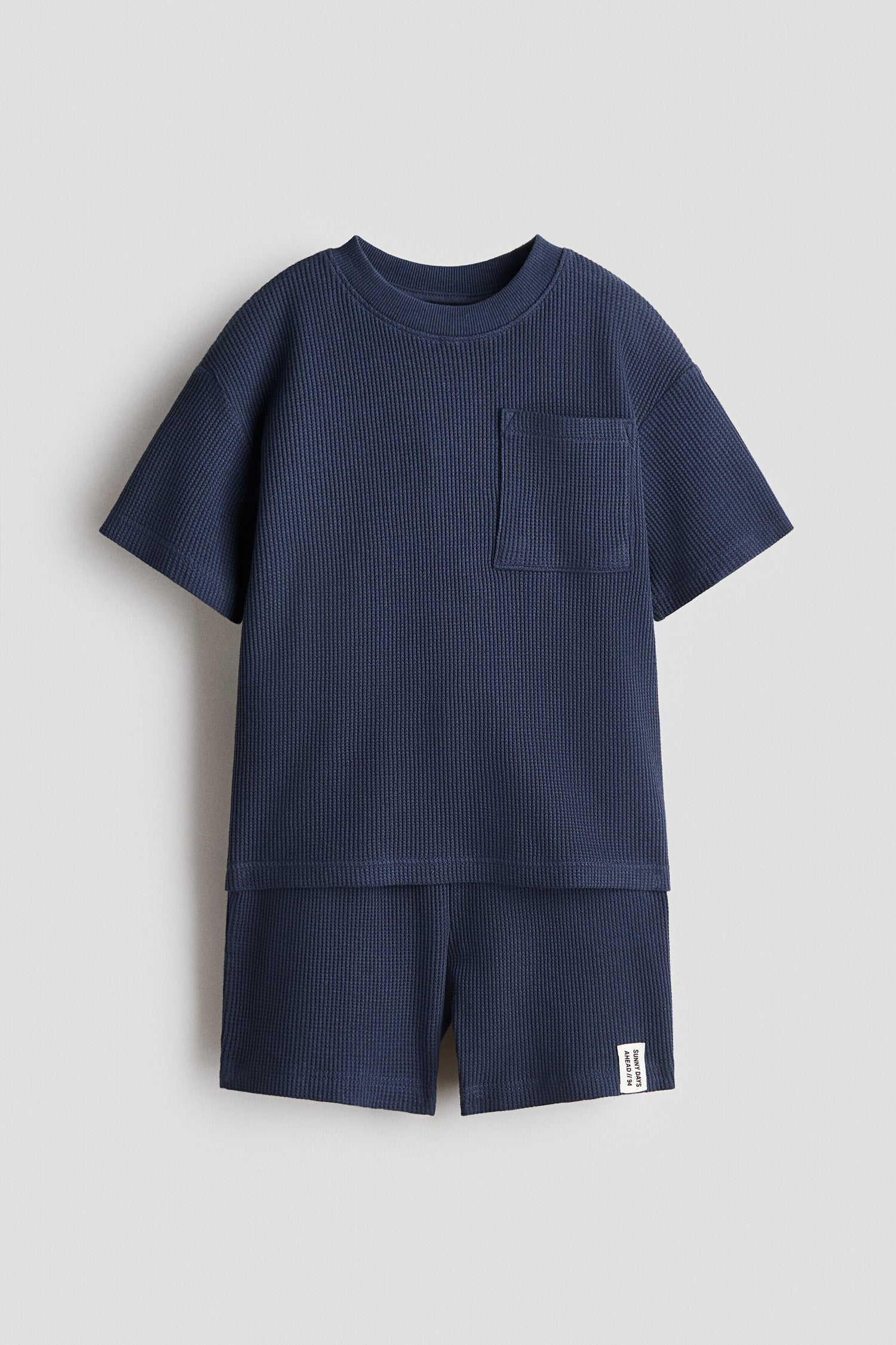 2-piece waffled cotton set - Blue / 1.5-2 Years