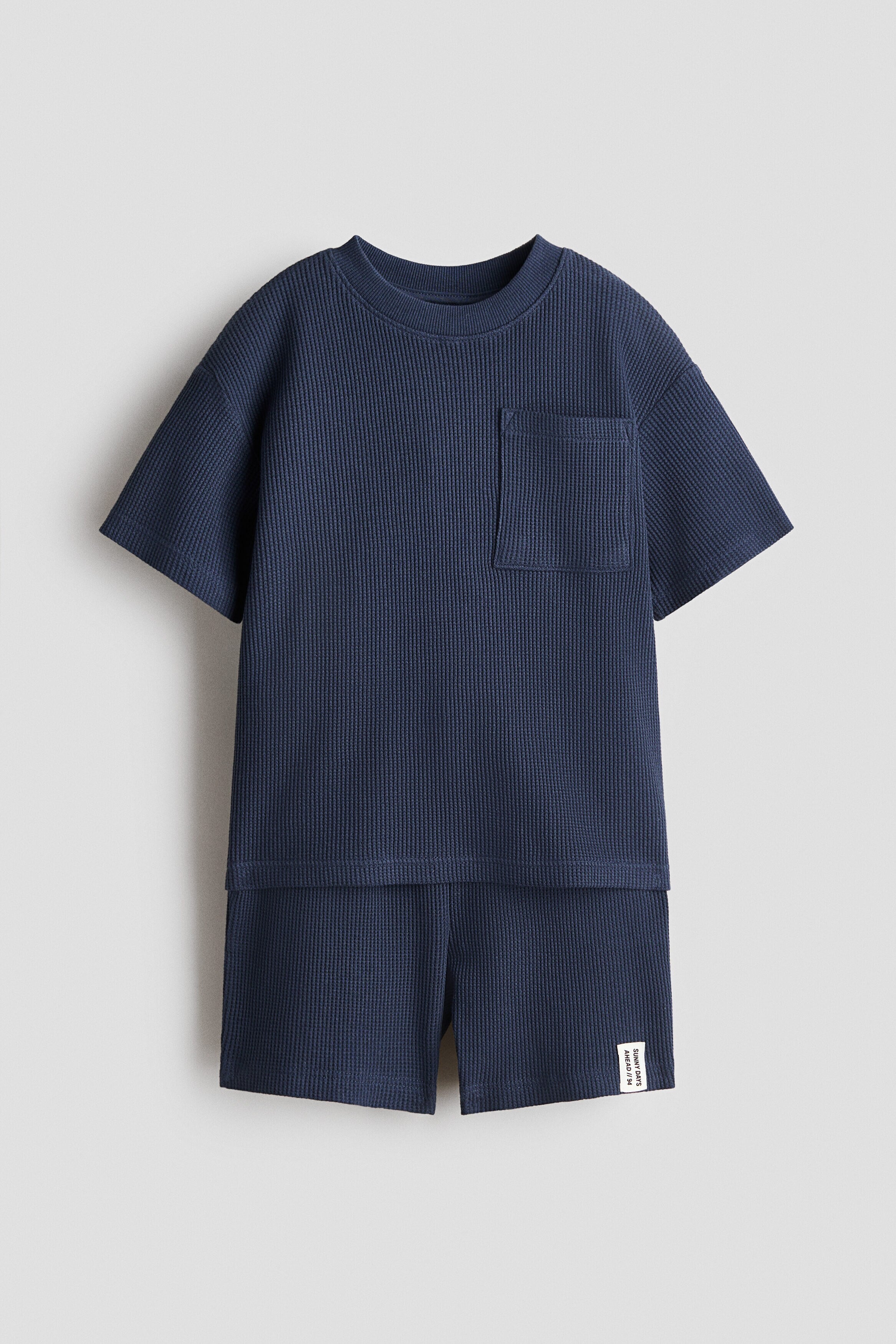 2-piece waffled cotton set - Blue / 1.5-2 Years