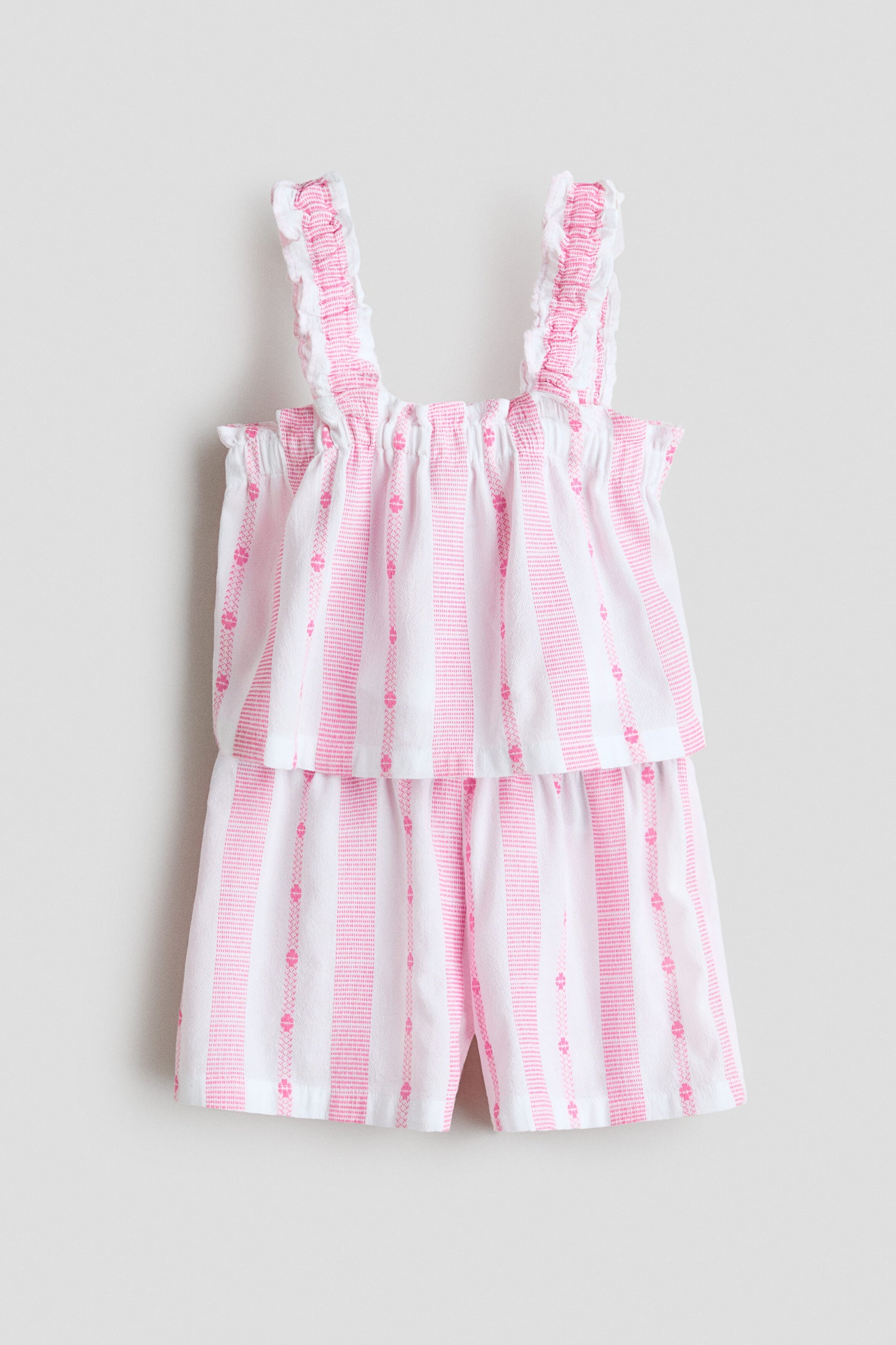 2-piece top and shorts set - Light Pink White Striped / 1.5-2 Years