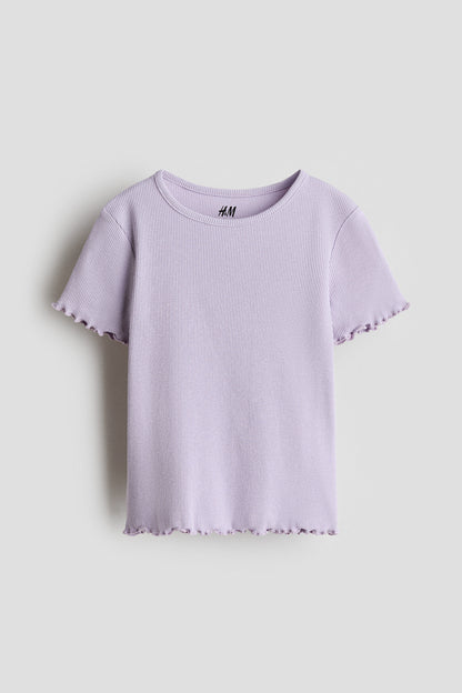 Overlocked ribbed T-shirt - Light Purple / 1.5-2 Years