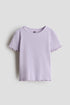Overlocked ribbed T-shirt - Light Purple / 1.5-2 Years