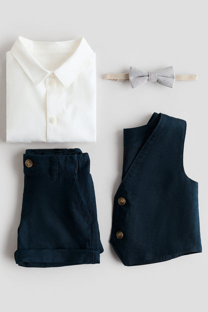 4-piece linen-blend dressy set