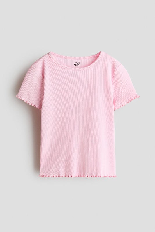 Overlocked ribbed T-shirt