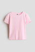Overlocked ribbed T-shirt - Light Pink / 1.5-2 Years