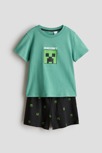 Printed cotton pyjamas - Green Minecraft / 8-10 Years