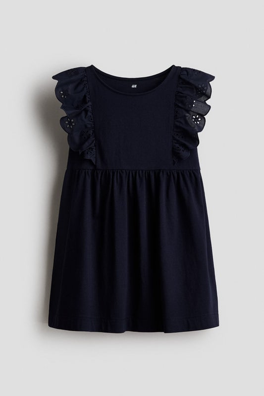 Flounce-trimmed cotton dress