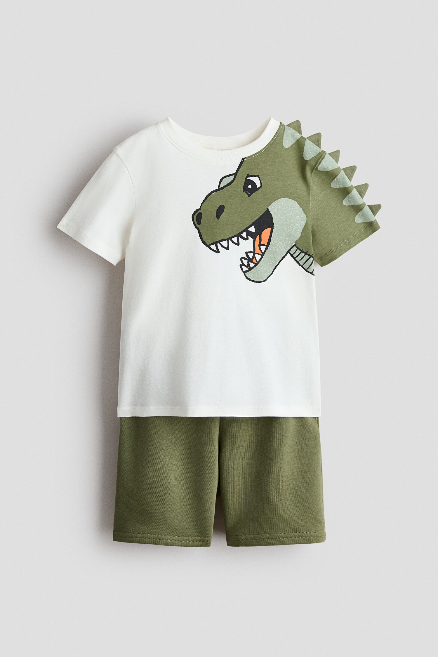 2-piece T-shirt and sweatshorts set - Green Dinosaur / 9-10 Years
