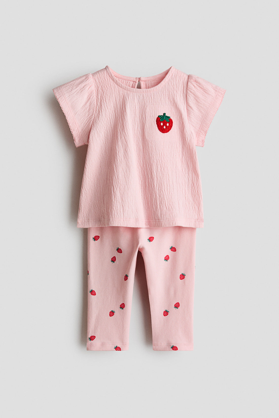2-piece top and leggings set - Light Pink Strawberry / 9-12 Months