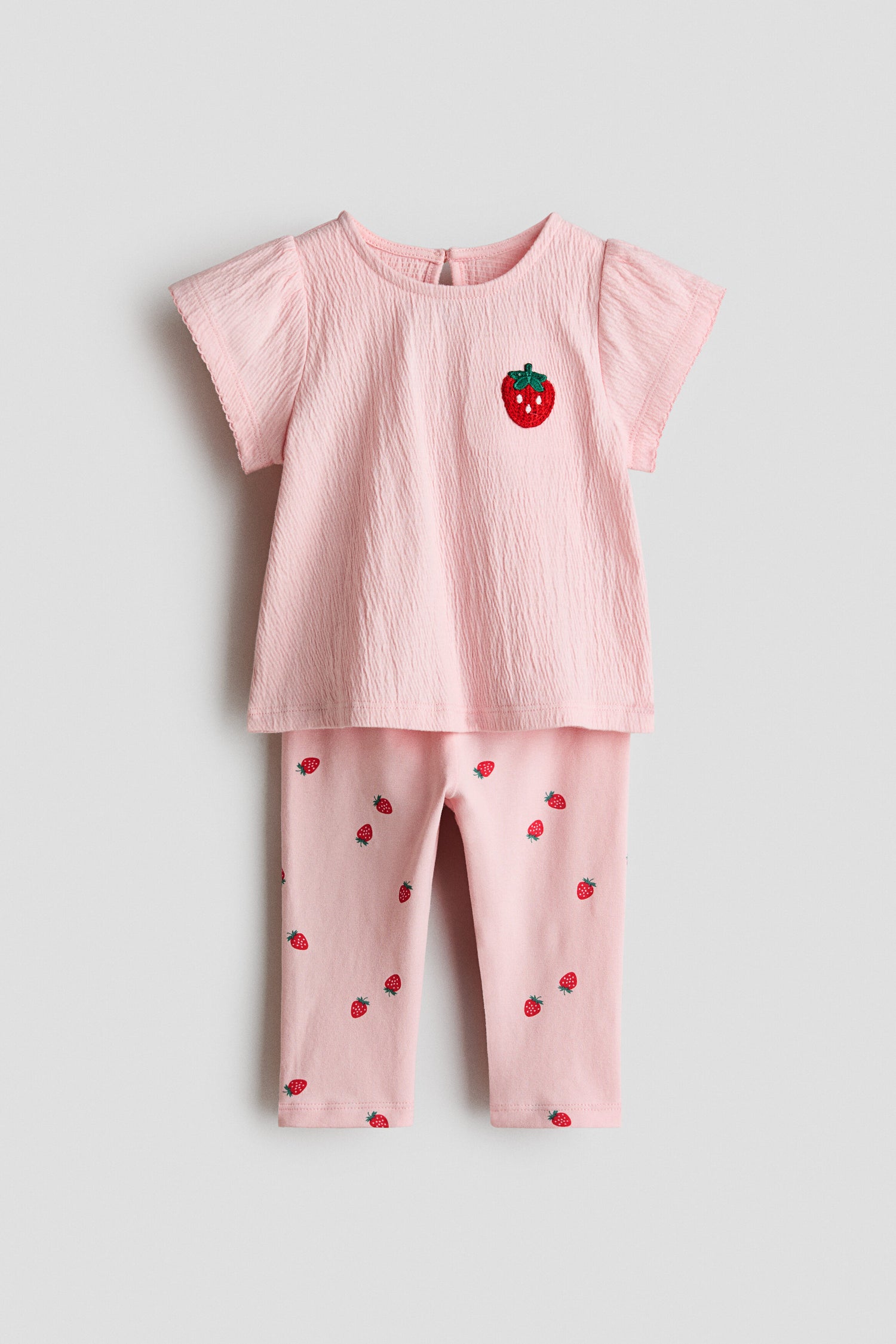 2-piece top and leggings set - Light Pink Strawberry / 9-12 Months