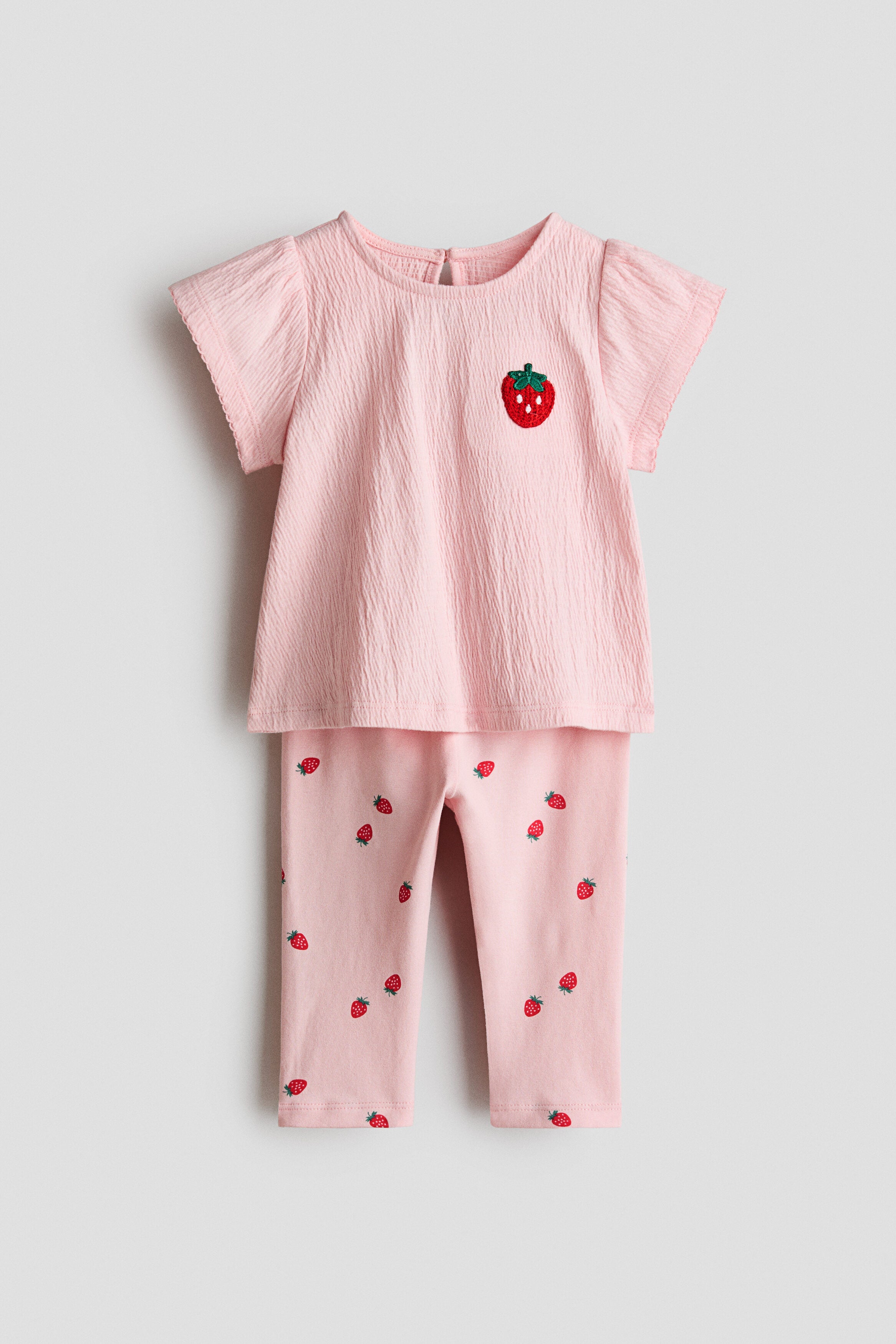 2-piece top and leggings set - Light Pink Strawberry / 9-12 Months