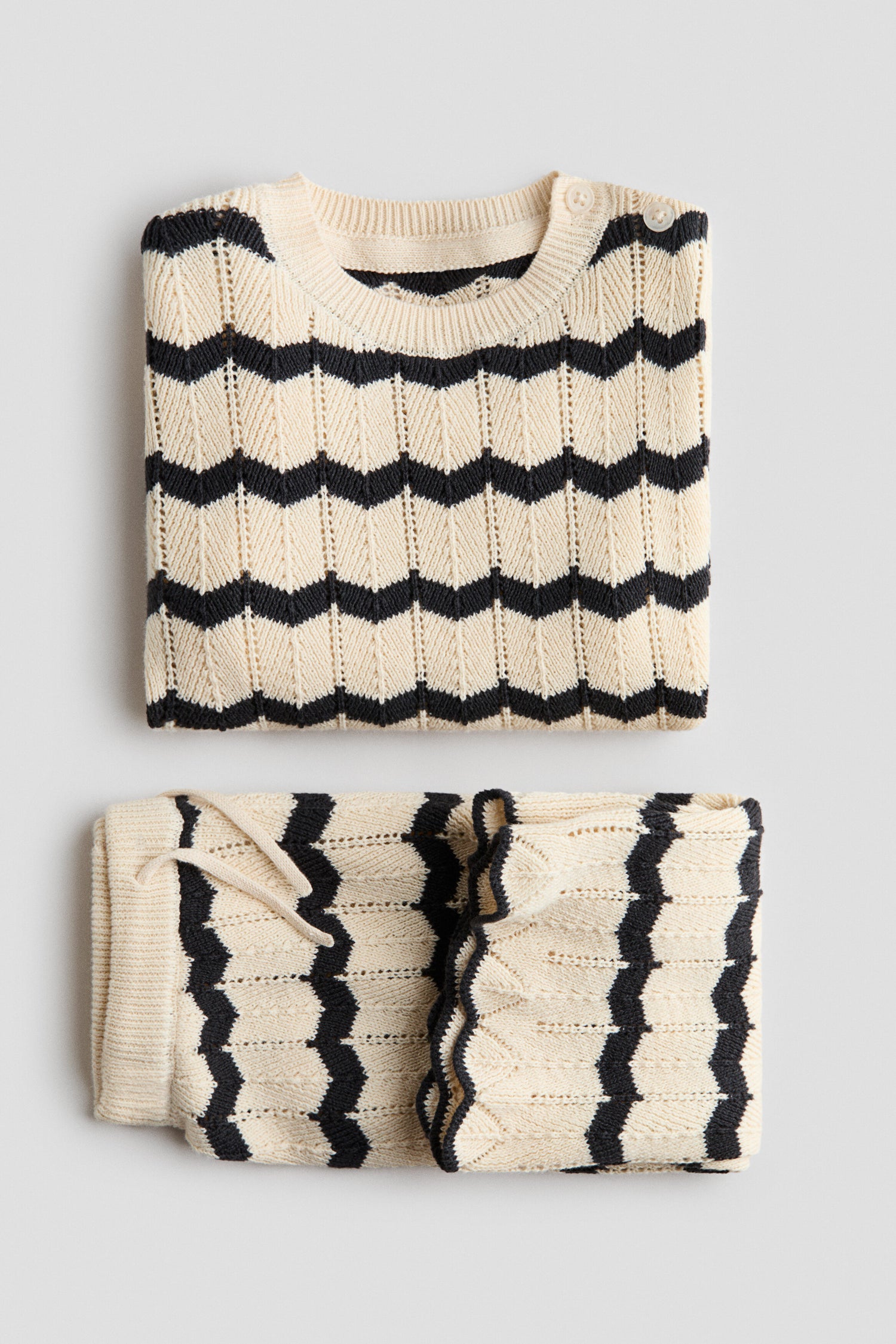 2-piece pointelle-knit cotton set