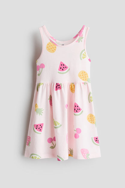 Patterned cotton dress - Light Pink Fruits / 8-10 Years
