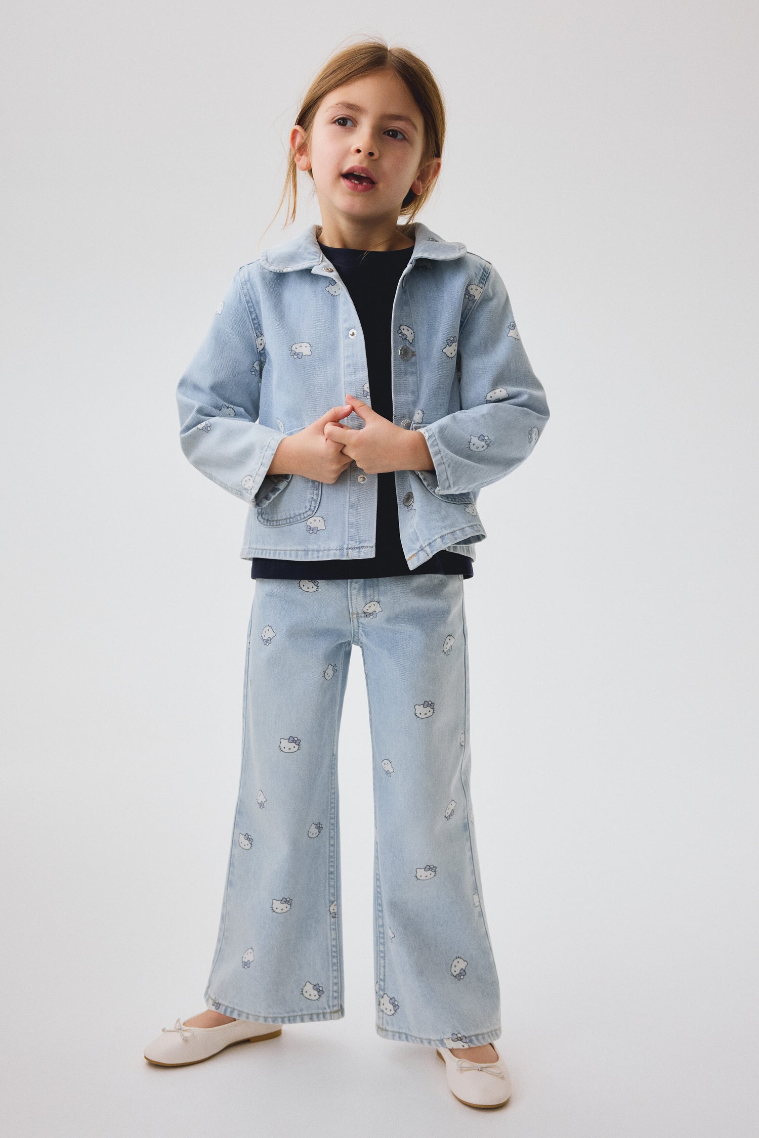 Printed Wide Leg Jeans